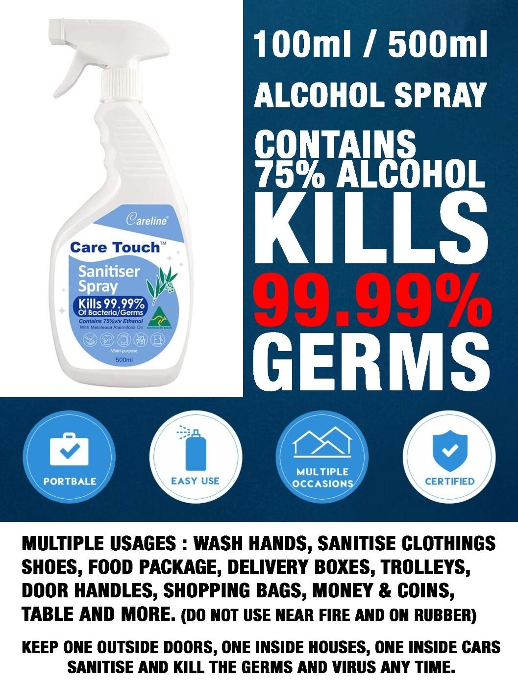 500ml ALCOHOL SPRAY  DISINFECTION