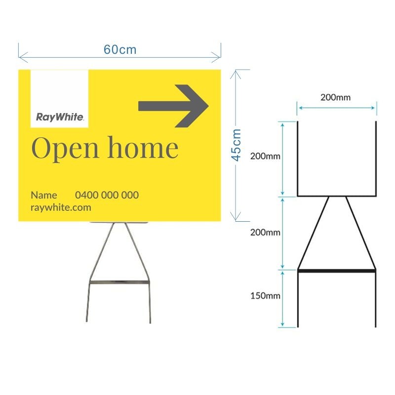 Corflute Stake - Corflute with Spike Stand - Corflute SIgn Holder Wire Stakes Corflute Spike - Realestate Direction Sign